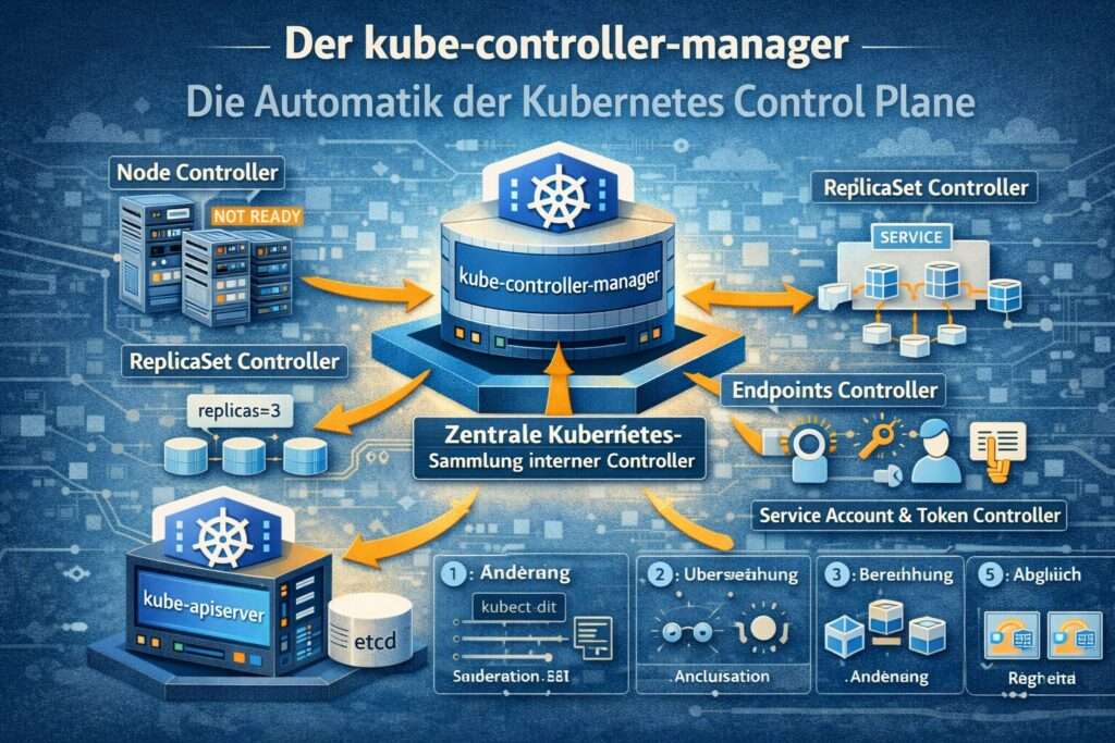 Infografik zum kube-controller-manager als zentrale Kubernetes-Komponente